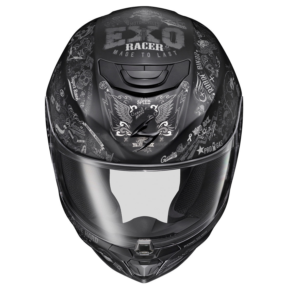 Scorpion-EXO-R420-Shake-2-Full-Face-Motorcycle-Helmet-Black-top-front-top-view