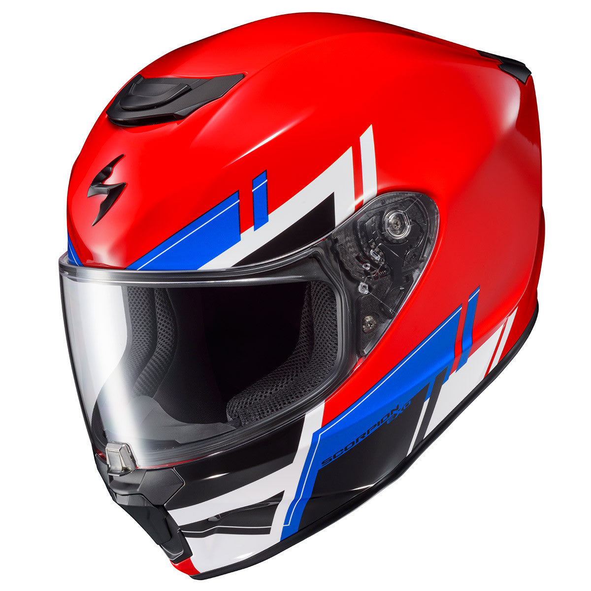 Scorpion-EXO-R420-Pace-Full-Face-Motorcycle-Helmet-Red-Blue-top-front-left-view