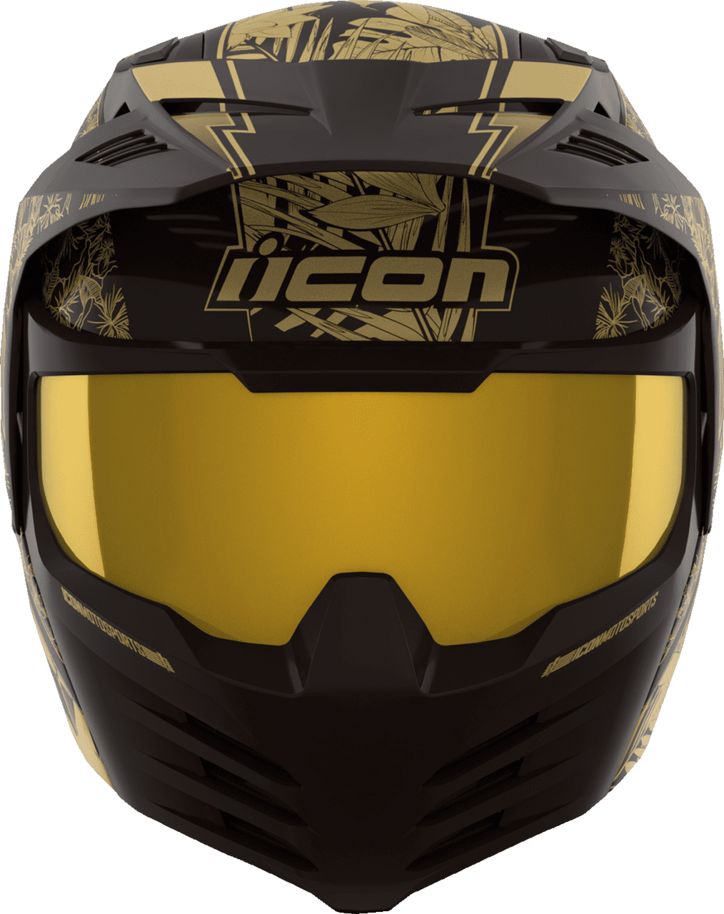 Icon-Elsinore-Kaonohi-Modular-Motorcycle-Helmet-Black-Gold-front-view