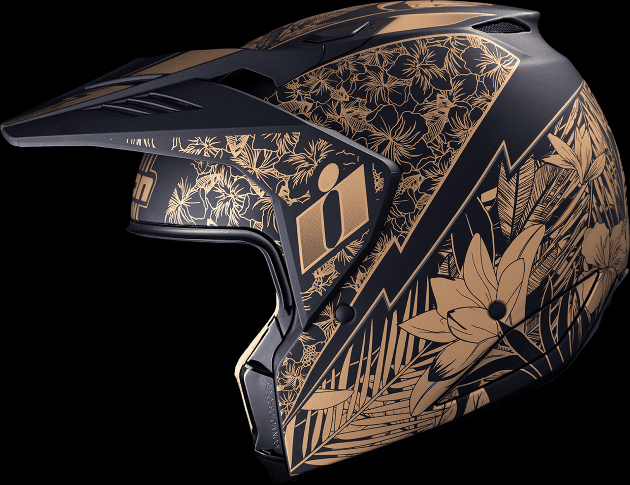 Icon-Elsinore-Kaonohi-Modular-Motorcycle-Helmet-Black-Gold-open-visor