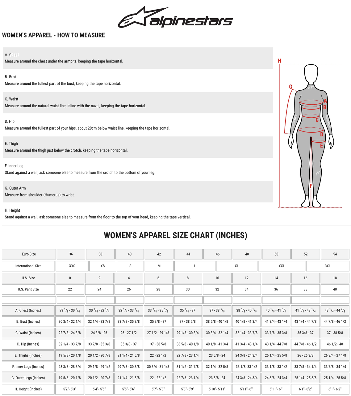 Alpinestars-Stella-SMX-Air-Motorcycle-Jacket-size-chart