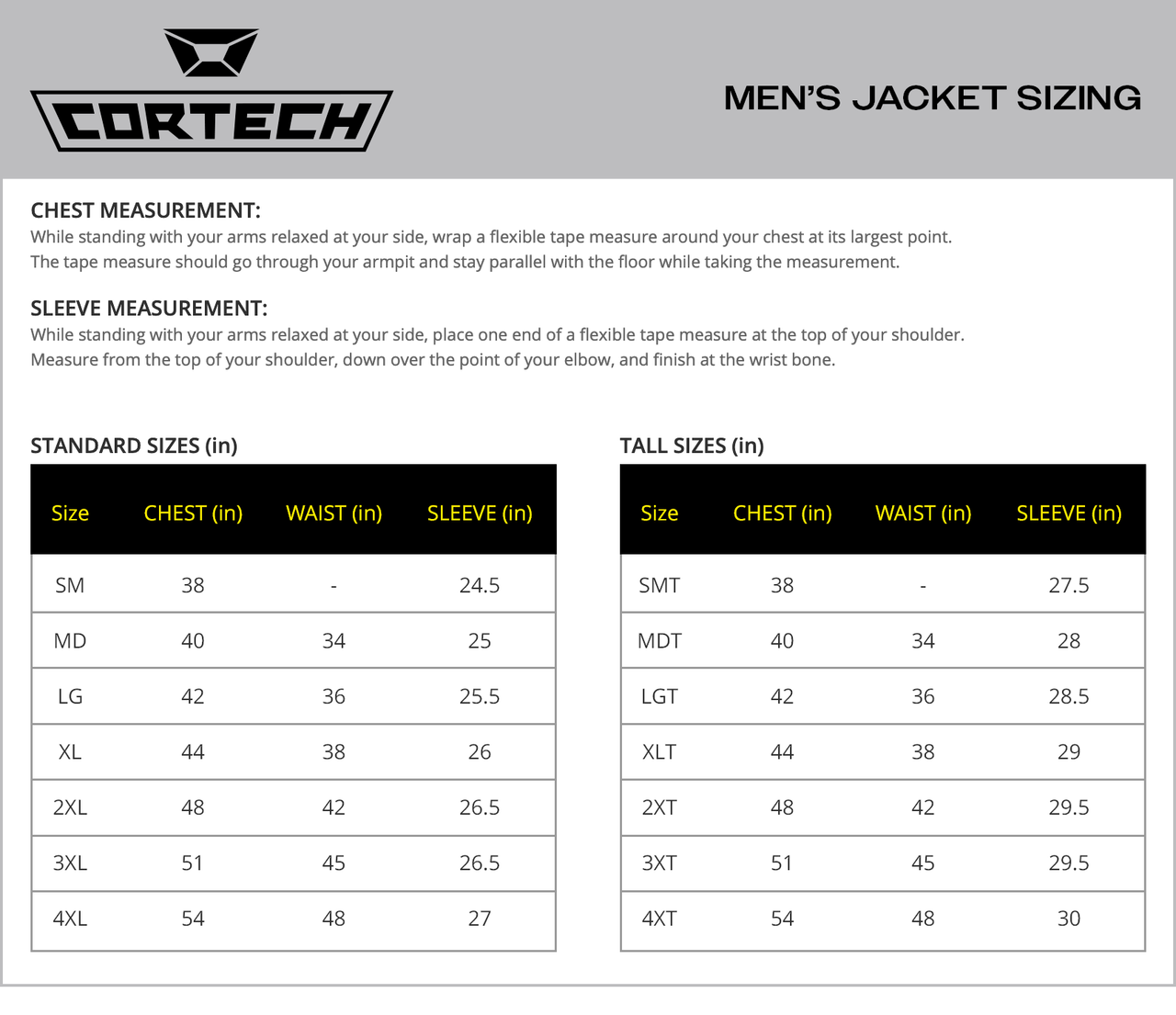 Cortech-Mens-Aero-Tec-2.0-Motorcycle-Jacket-size chart