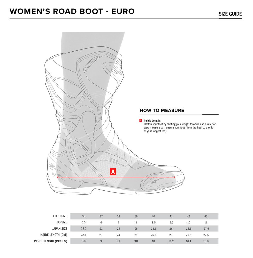 Alpinestars-Womens-Ava-Leather-Boots-size chart