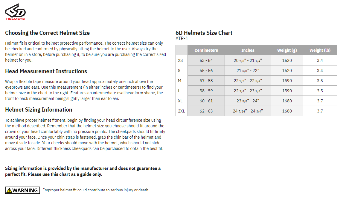 6D-ATR-1-Solid-Off-Road-Helmet-size chart