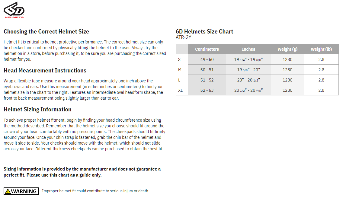 6D-Youth-ATR-2Y-Solid-Off-Road-Helmet-size chart