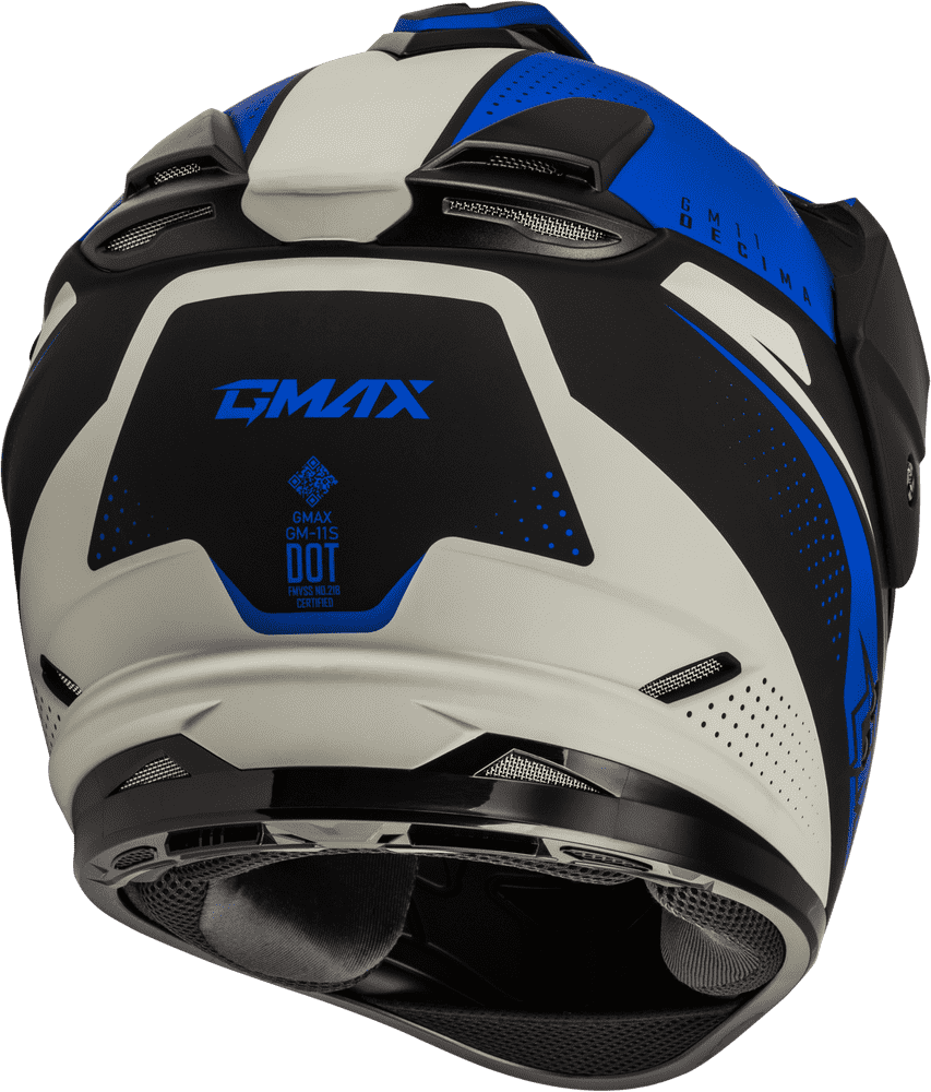 Gmax-GM-11-Decima-Matte Black-Blue-Full-Face-Motorcycle-Helmet-back-side-view