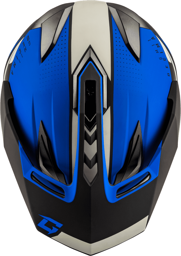 Gmax-GM-11-Decima-Matte Black-Blue-Full-Face-Motorcycle-Helmet-top-view