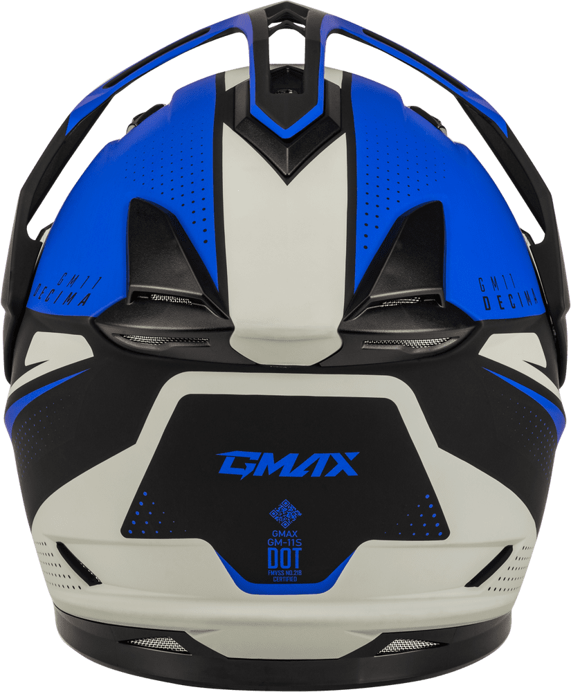 Gmax-GM-11-Decima-Matte Black-Blue-Full-Face-Motorcycle-Helmet-back-view