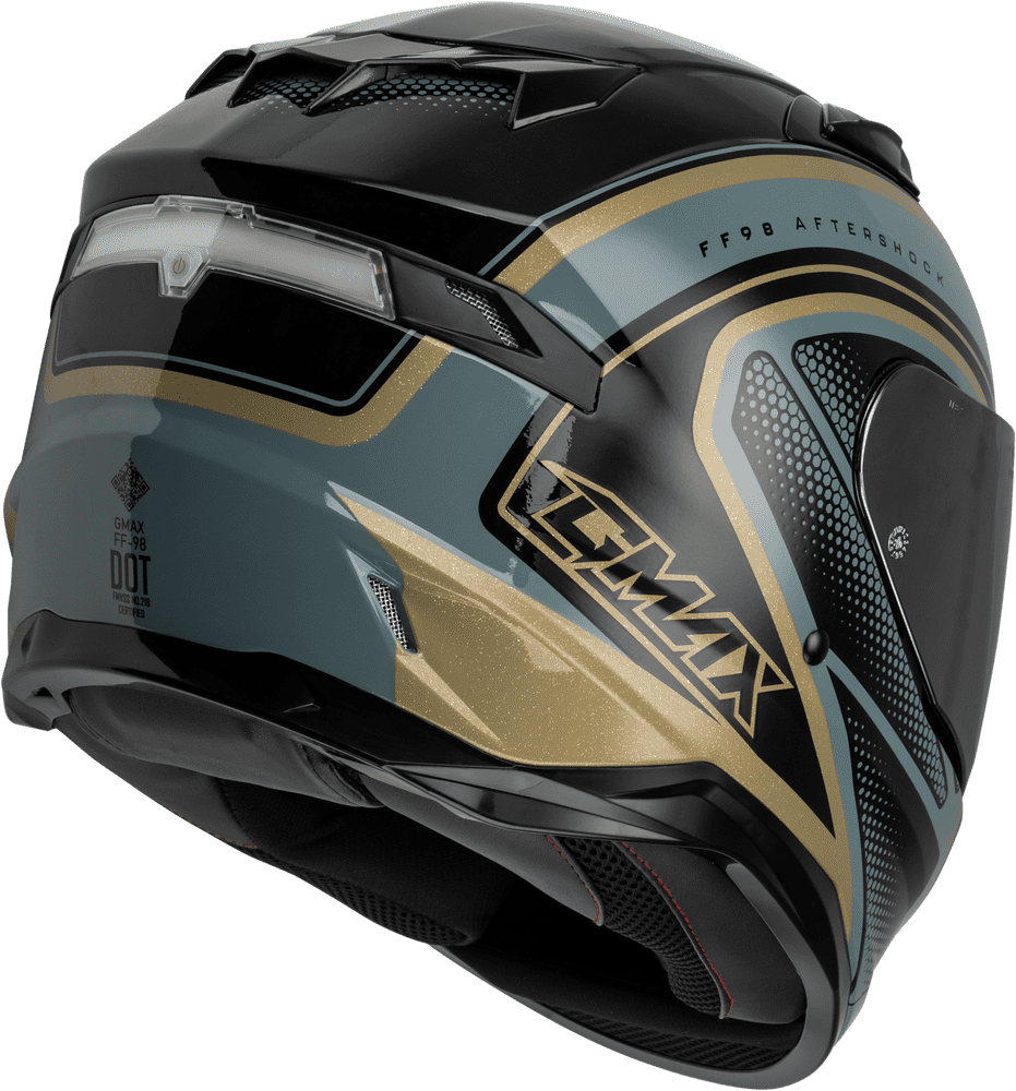 Gmax-FF-98-Aftershock-Grey-Mettallic Gold-Full-Face-Motorcycle-Helmet-side-view