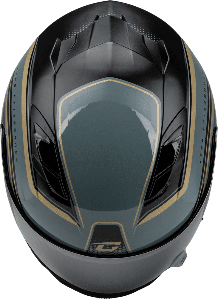 Gmax-FF-98-Aftershock-Grey-Mettallic Gold-Full-Face-Motorcycle-Helmet-top-view