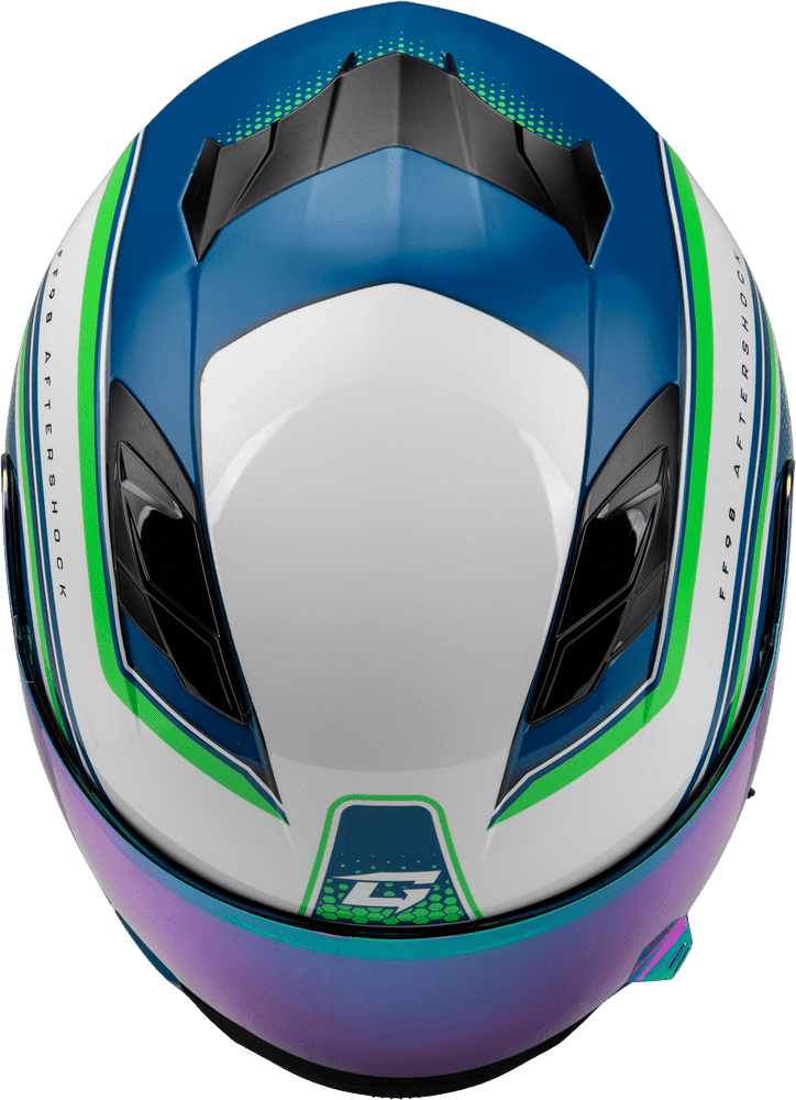 Gmax-FF-98-Aftershock-White-Neon-Green-Full-Face-Motorcycle-Helmet-top-view