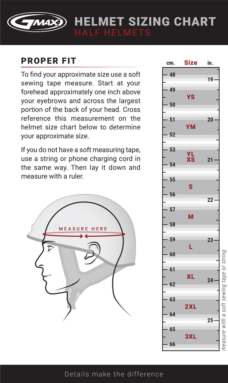 Gmax-HH-65-DRK1-Black-Bone-Half-Face-Motorcycle-Helmet-with-Peak-Visor-size chart