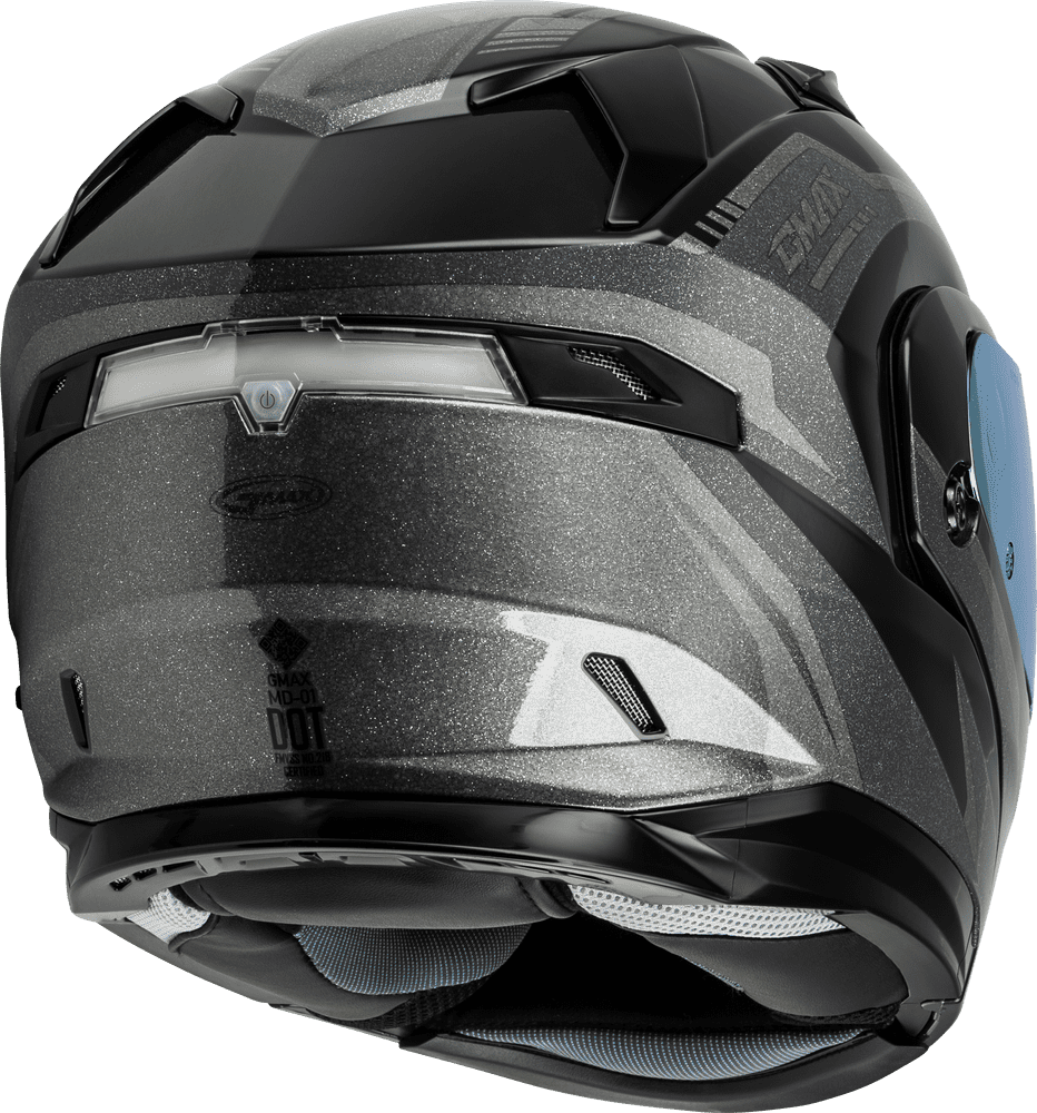 Gmax-MD-01-Volta Grey-Silver-Metallic-Modular-Helmet-back-side-view