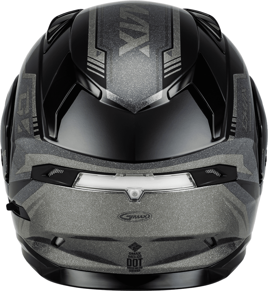 Gmax-MD-01-Volta Grey-Silver-Metallic-Modular-Helmet-back-view