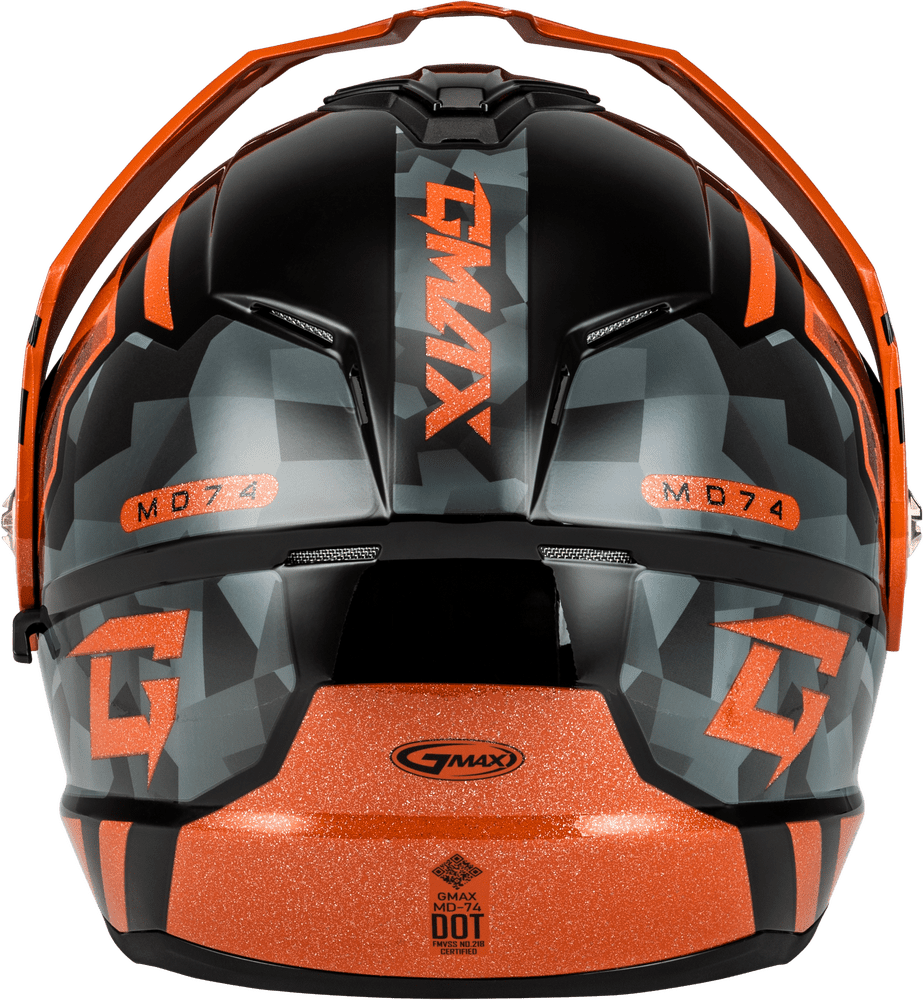 Gmax-MD-74-Striker-Black-Grey-Orange-Modular-Motorcycle-Helmet-back-view