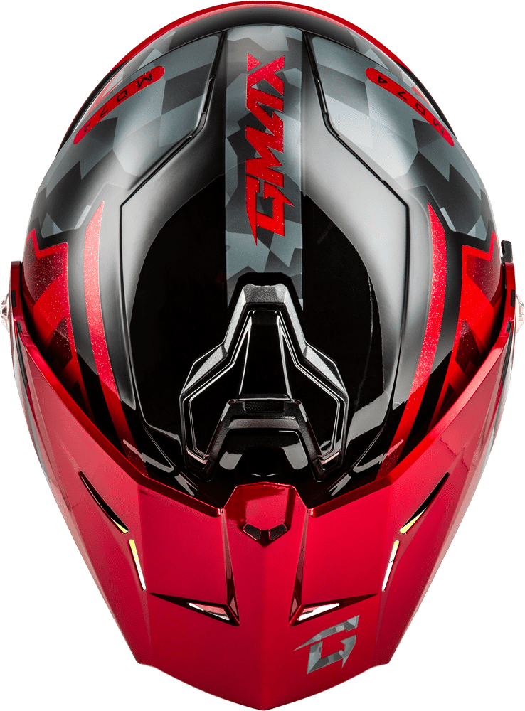 Gmax-MD-74-Striker-Black-Grey-Red-Modular-Motorcycle-Helmet-top-view