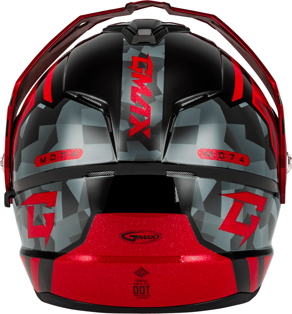 Gmax-MD-74-Striker-Black-Grey-Red-Modular-Motorcycle-Helmet-back-view