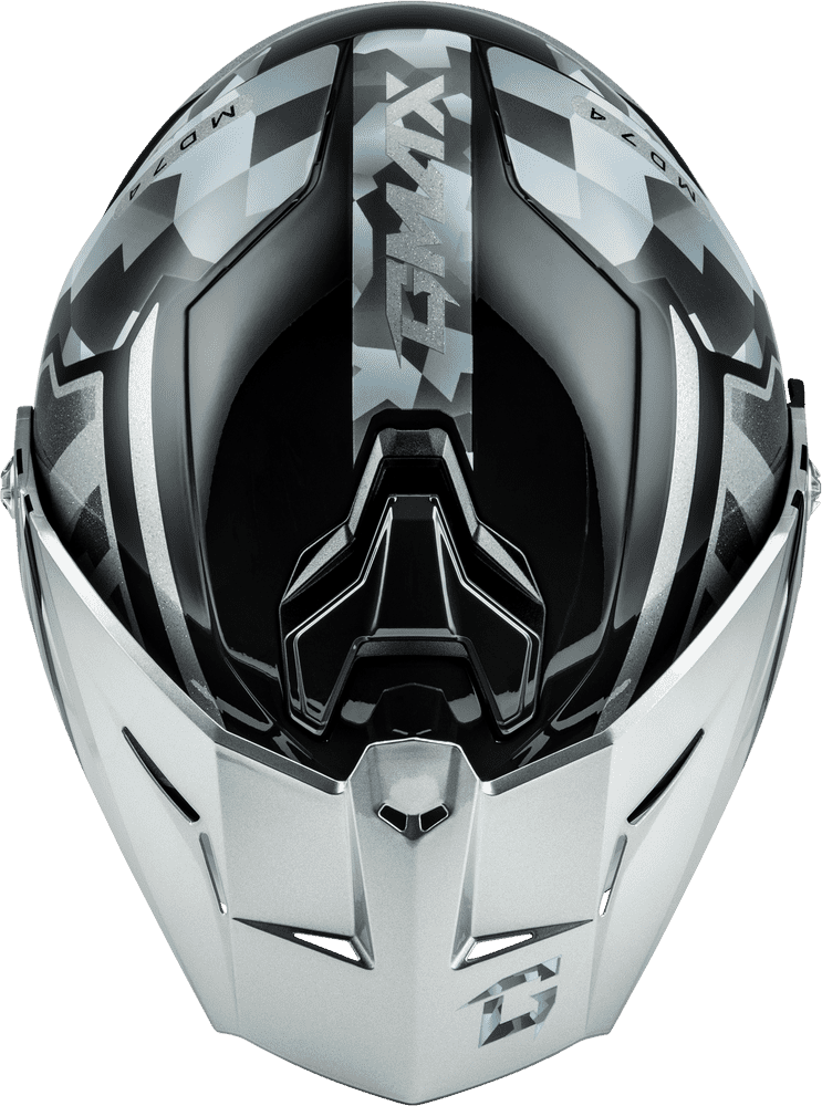 Gmax-MD-74-Striker-Silver-Blue-Modular-Motorcycle-Helmet-top-view