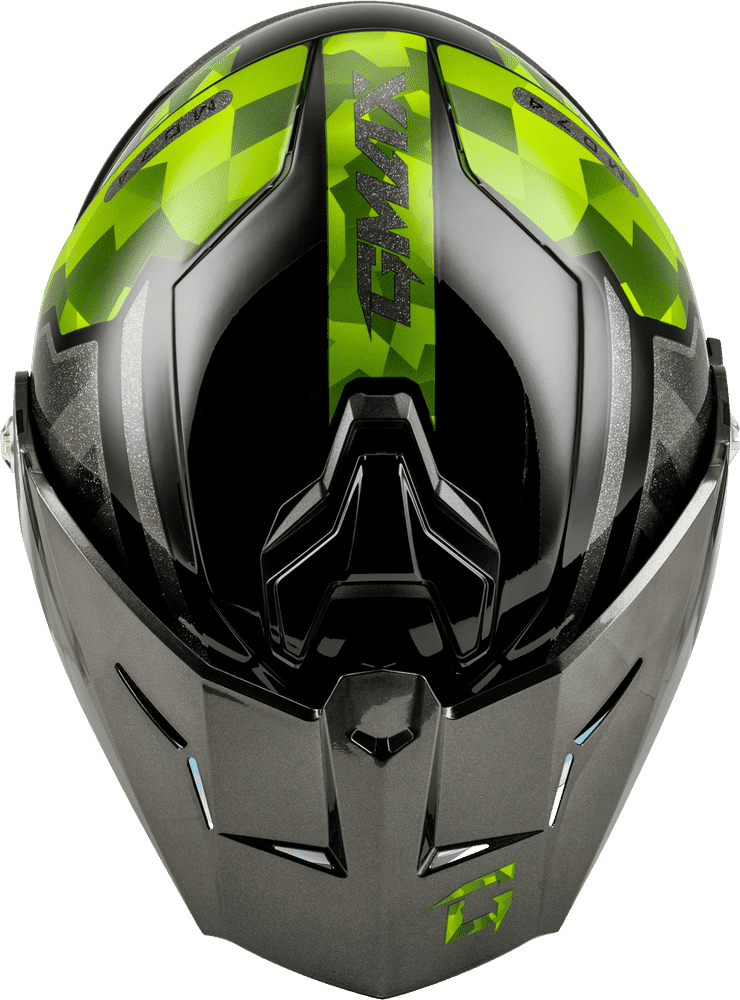 Gmax-MD-74-Striker-Black-Silver-Green-Modular-Motorcycle-Helmet-top-view