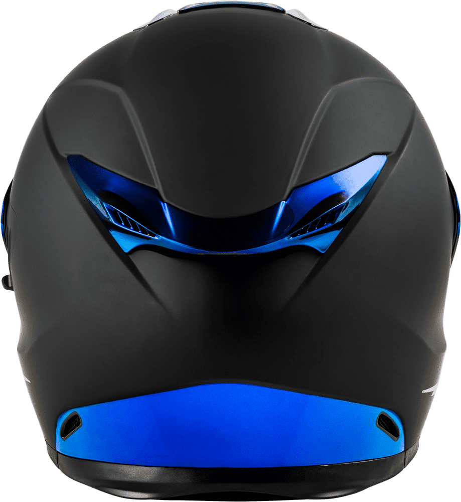 Fly-Racing-Sentinel-Recon-Matte-Black-Blue-Chrome-Full-Face-Motorcycle-Helmet-back-view