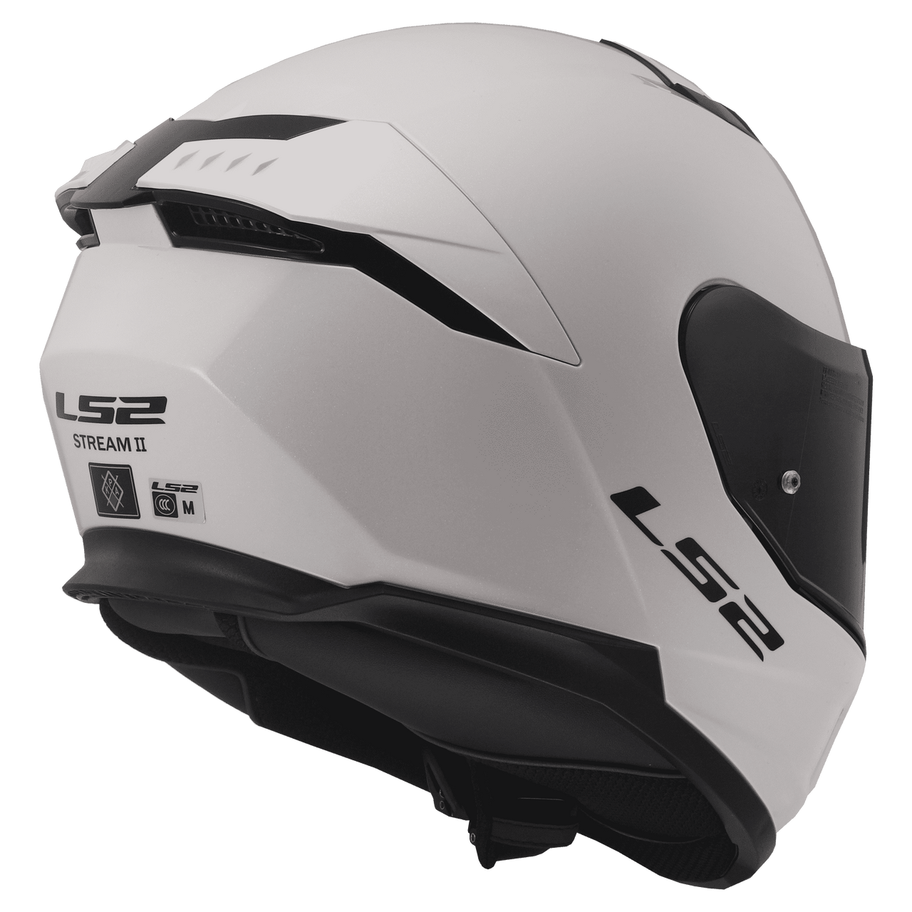 LS2-Stream II-Solid-Full-Face-Motorcycle-Helmet-White-back-side-view