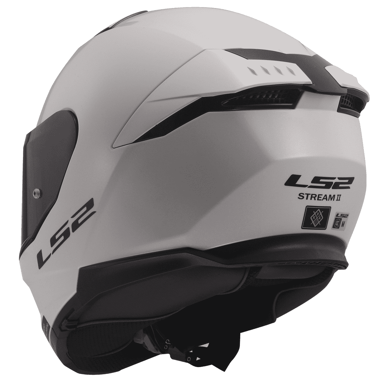 LS2-Stream II-Solid-Full-Face-Motorcycle-Helmet-White-back-side-view