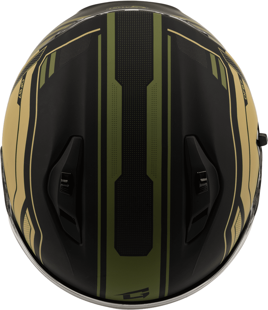 Gmax-OF-87-Duke-Open-Face-Motorcycle-Helmet-Matte-Black-Green-back-top-view