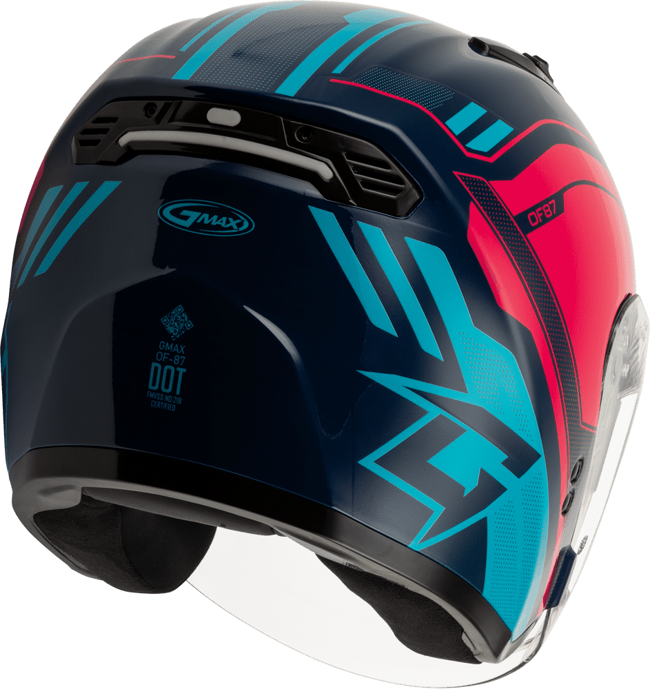 Gmax-OF-87-Duke-Open-Face-Motorcycle-Helmet-Blue-Red-back-side-view