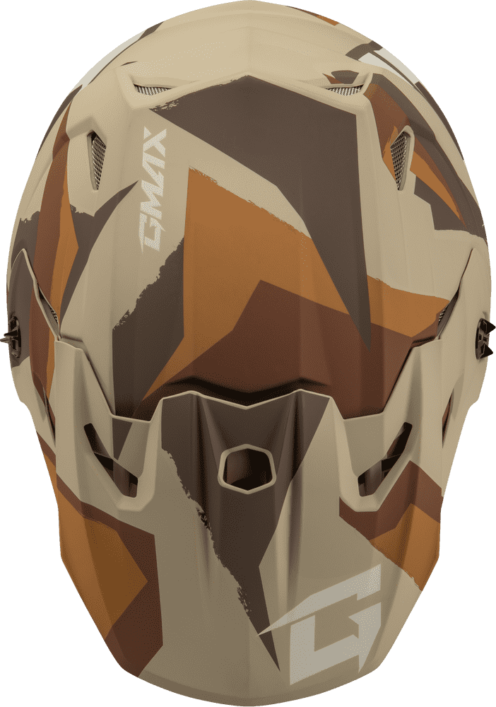 Gmax-MX-96-Splinter-Motorcycle-Helmet-Brown-Tan-White-top-view