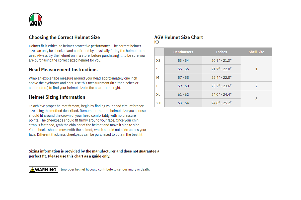 AGV-K3-Striga-Full-Face-Motorcycle-Helmet-size-chart
