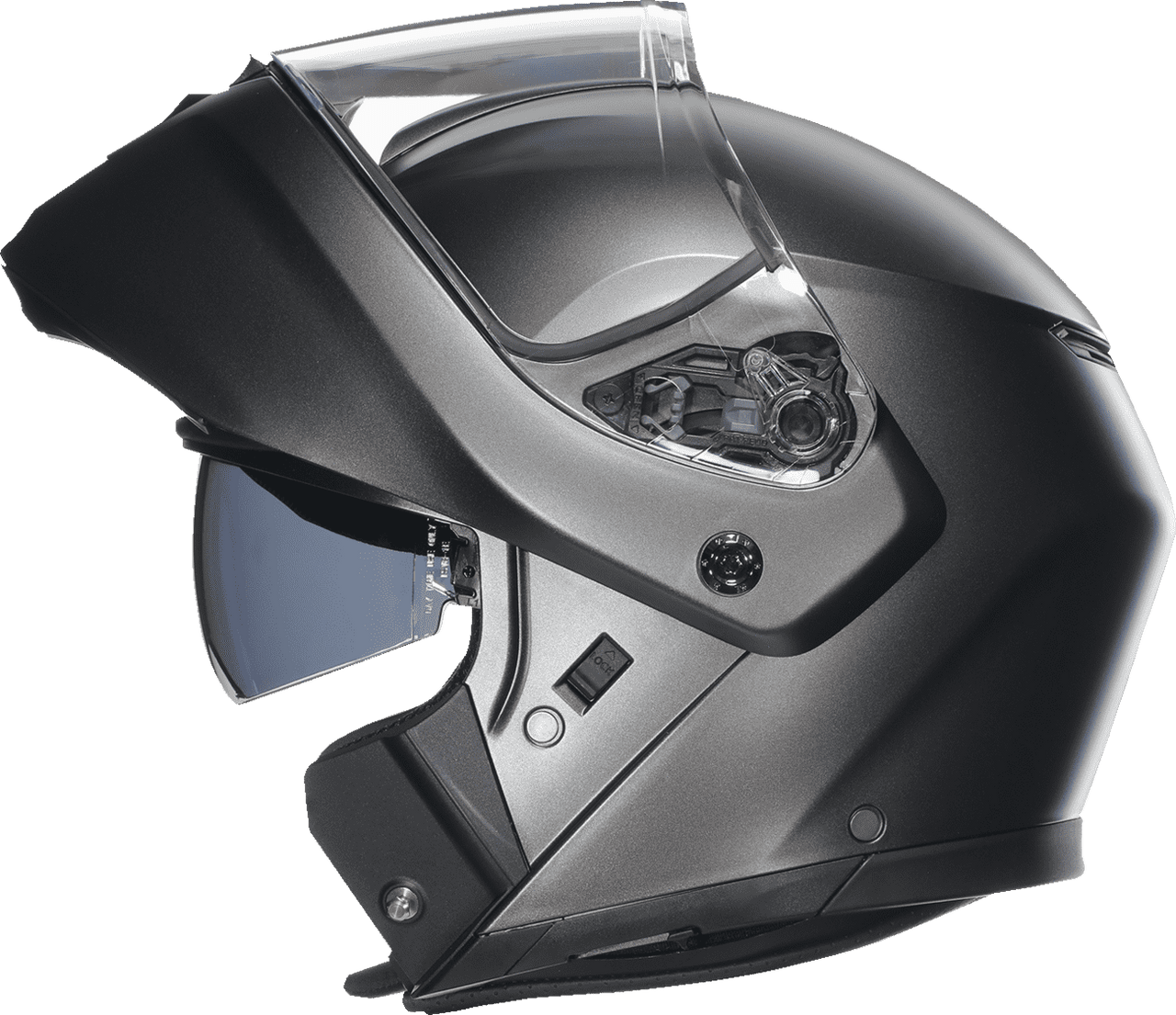 AGV-Solid-Street-Modular-Motorcycle-Helmet-Matte-Grey-open-visor