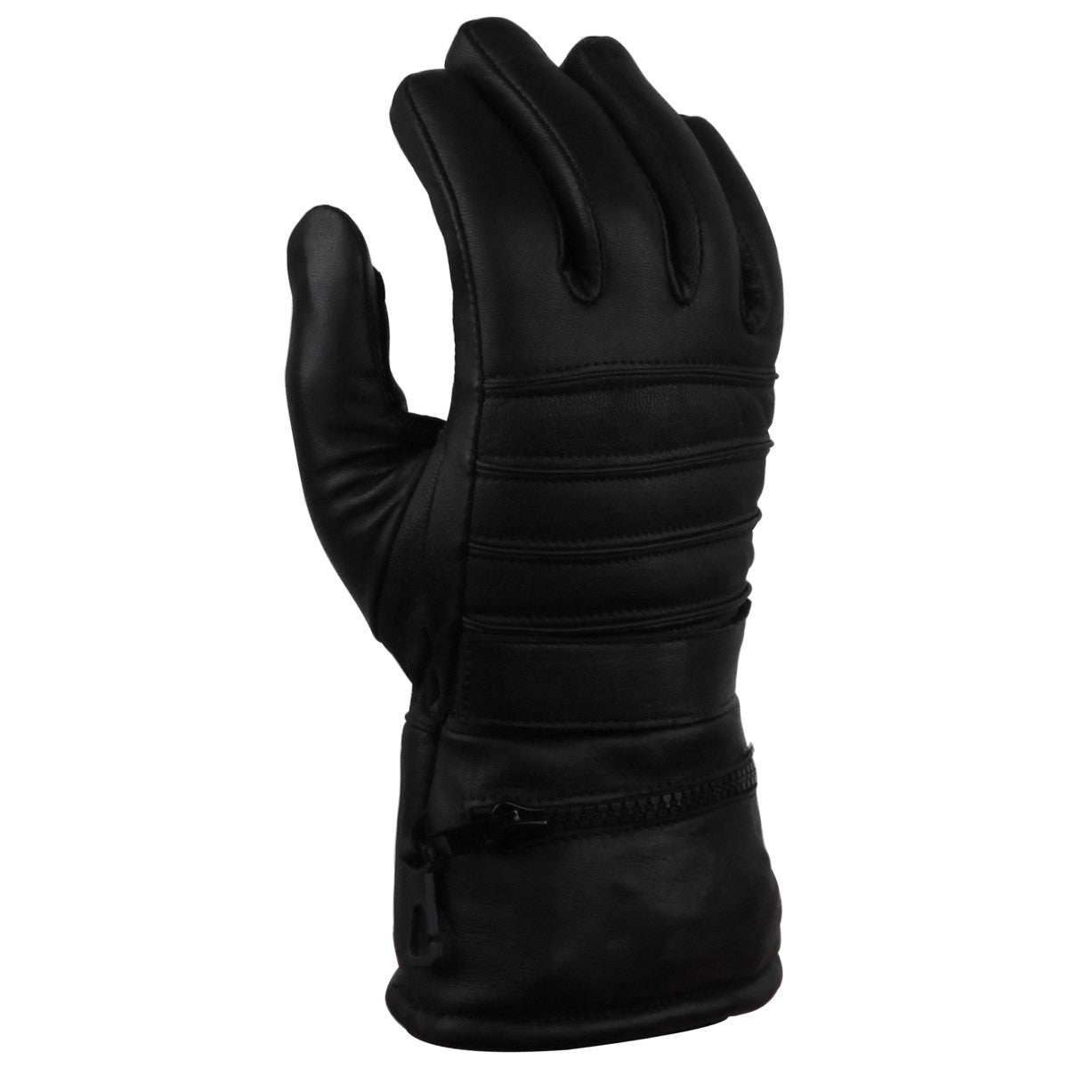 Vance GL2066 Mens Black Biker Motorcycle Leather Gloves With Rain Cover