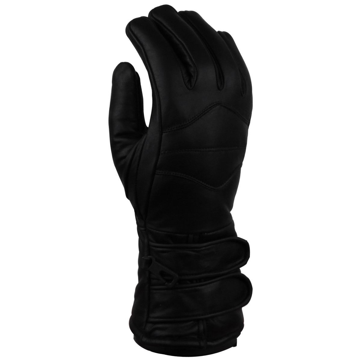 Vance GL2068 Mens Black Biker Motorcycle Double Strap Leather Gloves