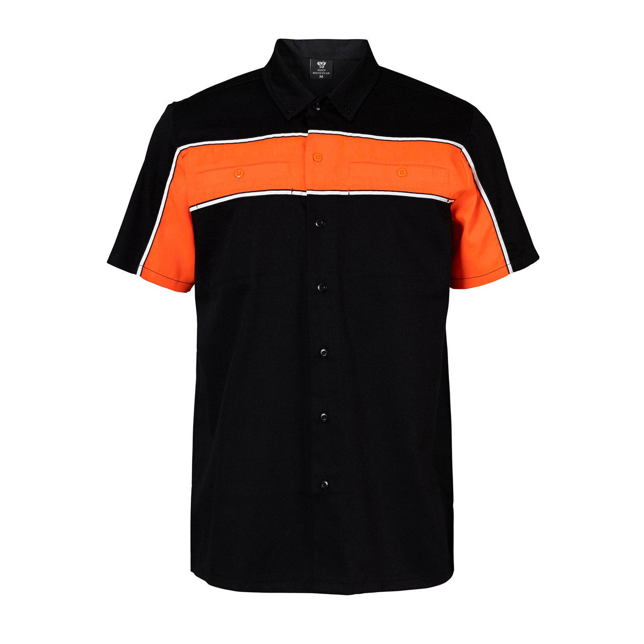 Vance-Leather-Mens-Black-Orange-Short-Sleeve-Button-Down-Two-Pockets-Soft-Casual-Shirt-main