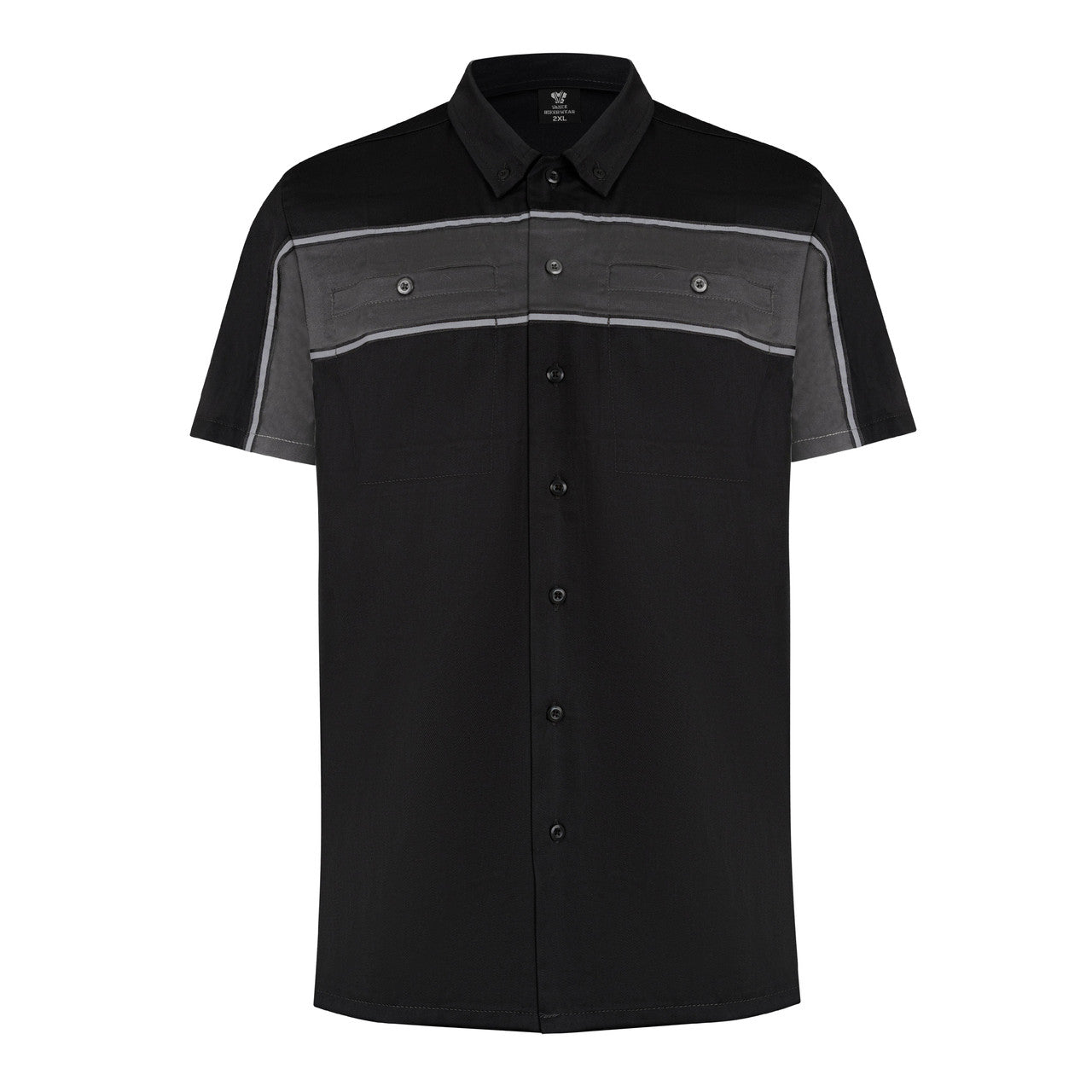 Vance-Leather-Mens-Black-Grey-Short-Sleeve-Button-Down-Two-Pockets-Soft-Casual-Shirt-main