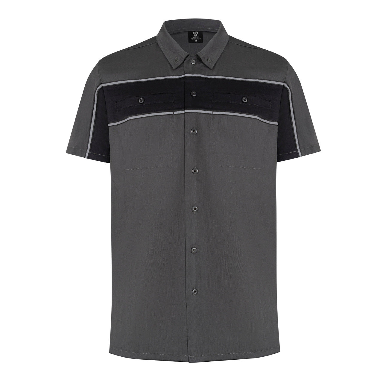 Vance-Leather-Mens-Grey-Black-Short-Sleeve-Button-Down-Two-Pockets-Soft-Casual-Shirt-main