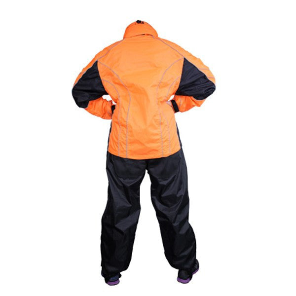 Jafrum Thunder Under RS5021 Women's Hi Visibility Orange and Yellow Motorcycle Rain Gear -Hi-Viz-Orange-Back View