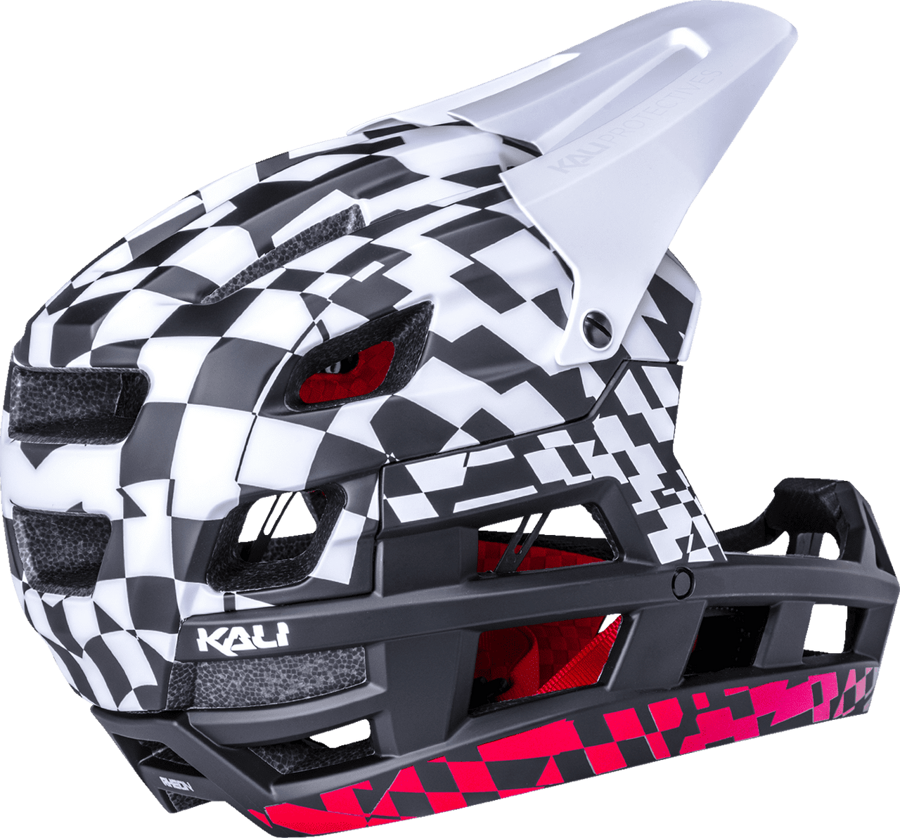 Kali-DH-Invader-LTD-Glitch-Bicycle-Helmet-Black-White-Red-back-side-view