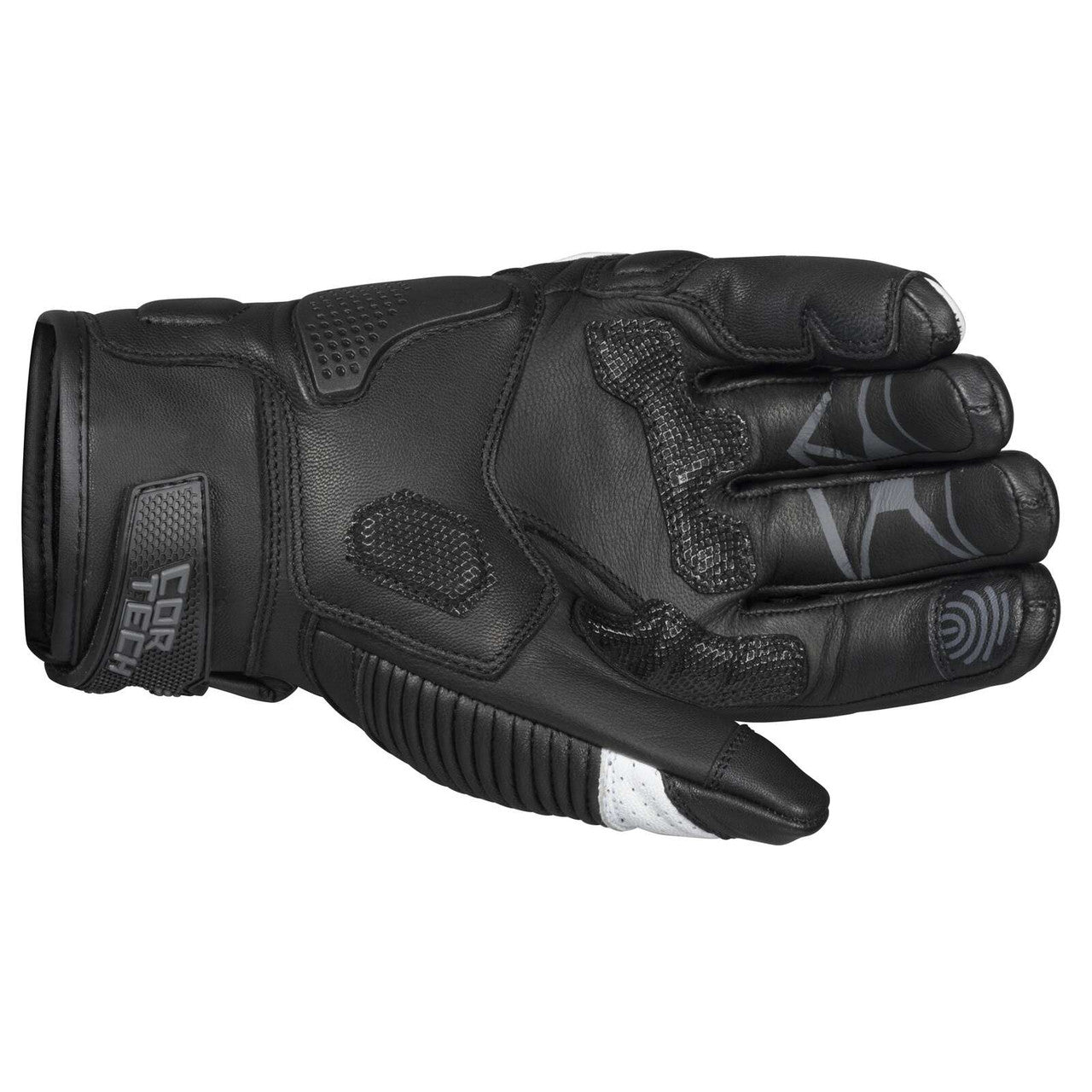 Cortech-Mens-Manix-ST-Leather-Motorcycle-Gloves-White-Black-palm