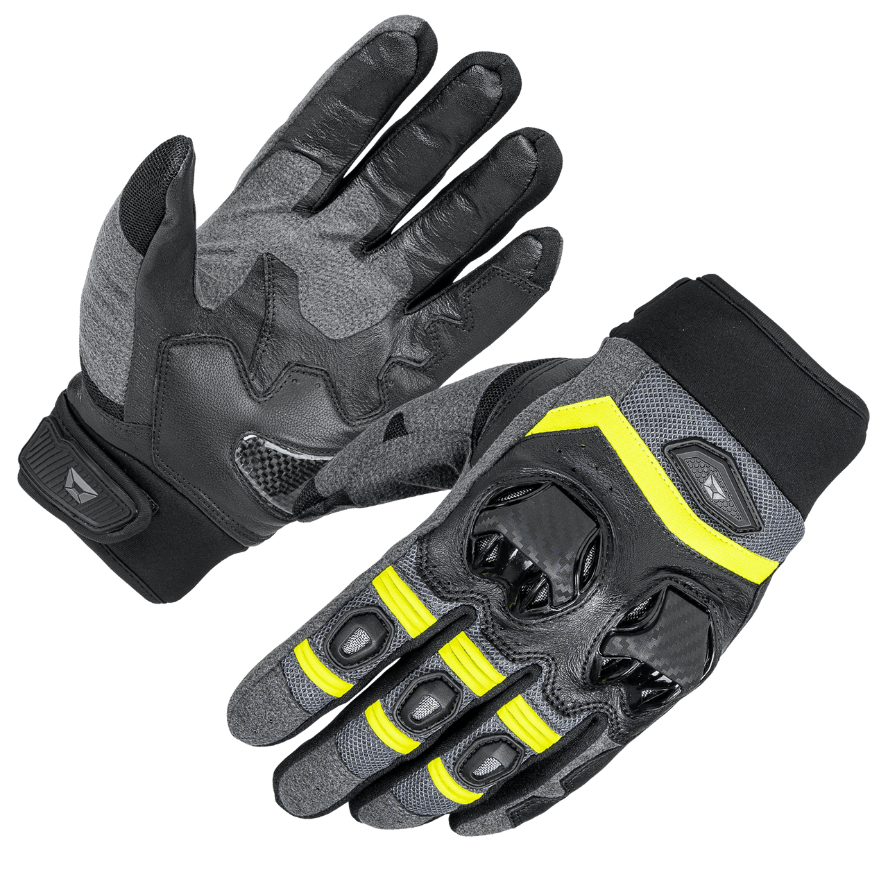 Cortech-Mens-Hyper-Flo-2-Leather-Mesh-Motorcycle-Gloves-Hi-Viz