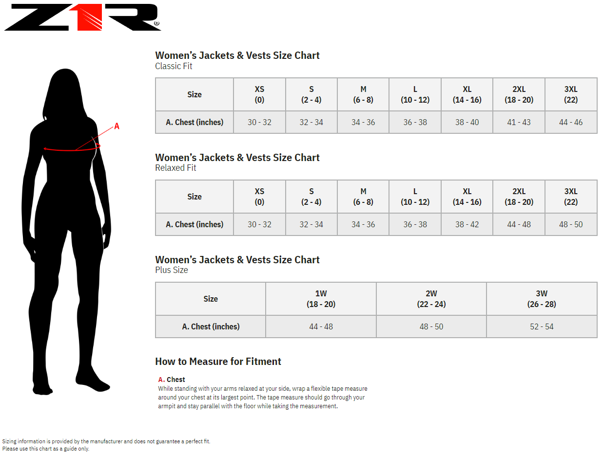 Z1R-Womens-Ashwood-Flannel-Shirt-size-chart