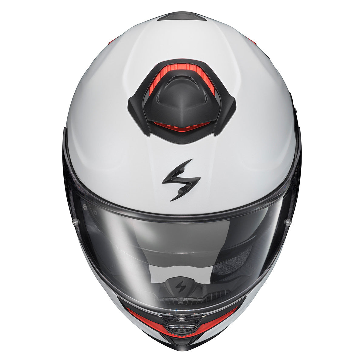 Scorpion-Exo-Apex-Eclipse-Solid-Full-Face-Motorcycle-Helmet-Matte-pearl-white-front-top