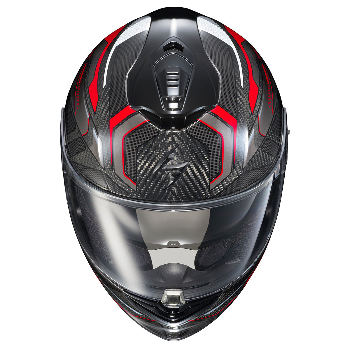 Scorpion-Exo-ST1400-EVO-Carbon-Hex-Full-Face-Motorcycle-Helmet-Red-front-top