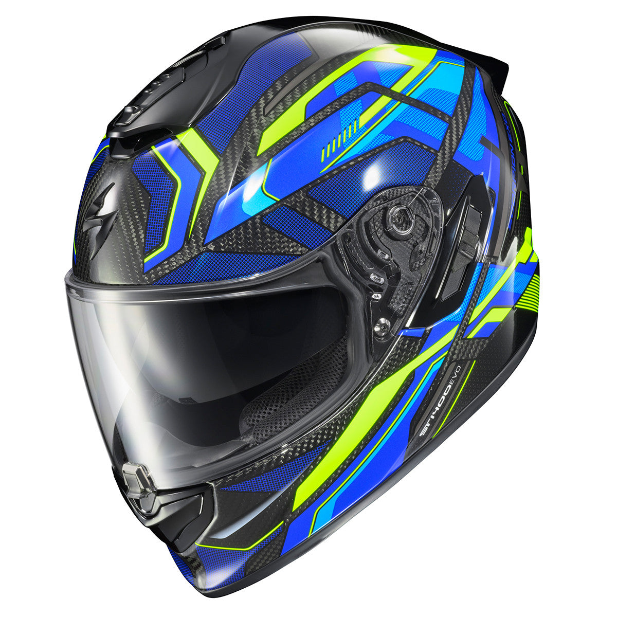 Scorpion-Exo-ST1400-EVO-Carbon-Hex-Full-Face-Motorcycle-Helmet-gloss-blue-front-side