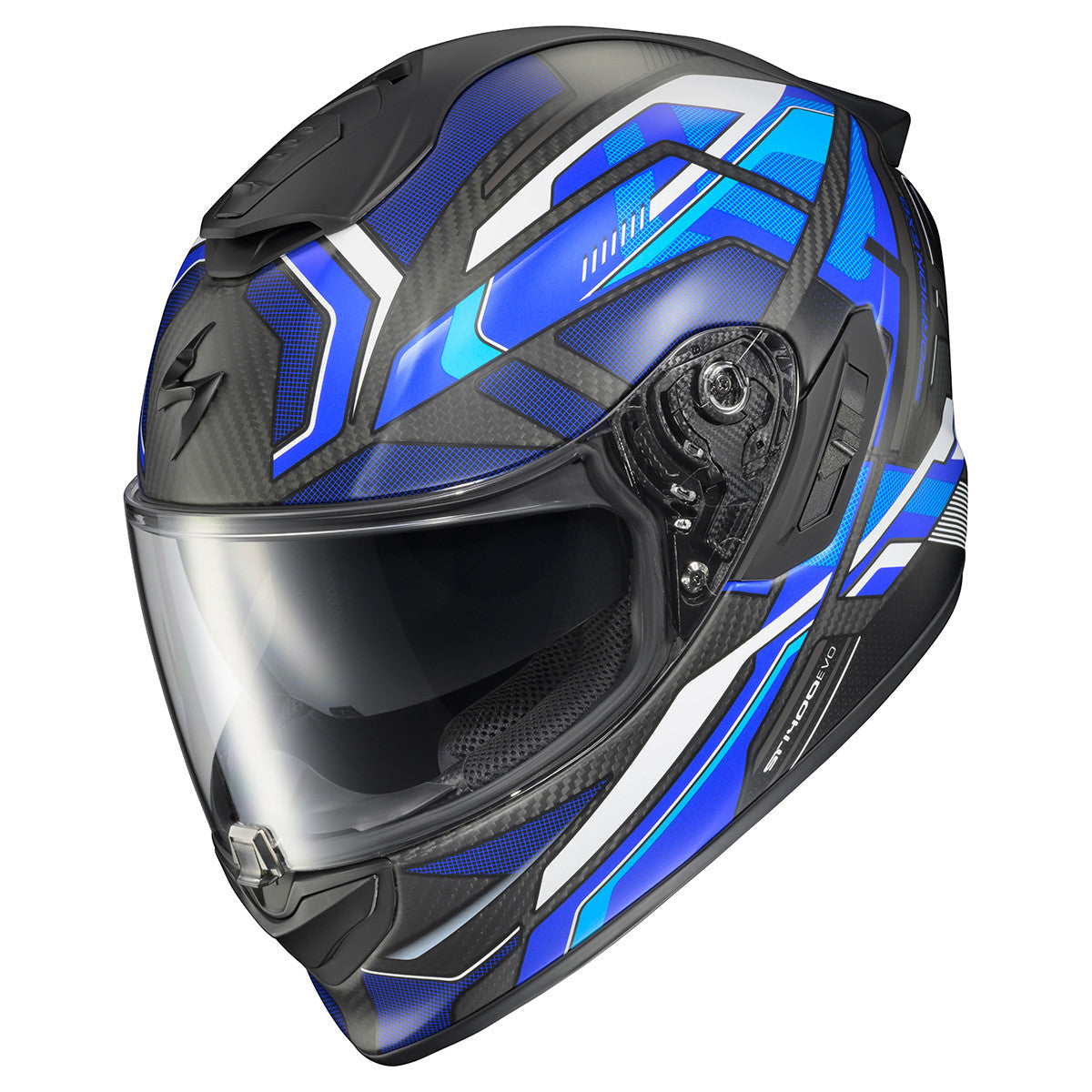 Scorpion-Exo-ST1400-EVO-Carbon-Hex-Full-Face-Motorcycle-Helmet-matte-blue-front-side