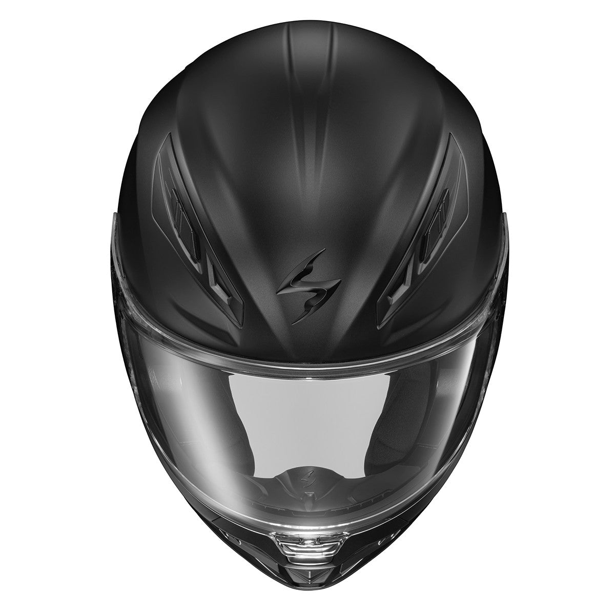 Scorpion-Exo-R430-Solid-Full-Face-Motorcycle-Helmet-Matte-Black-front-top