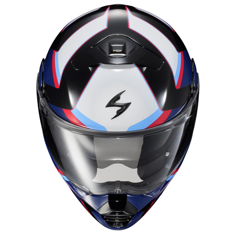 Scorpion-EXO-GT930-Transformer-Morph-Modular-Motorcycle-Helmet-blue-red-front-top