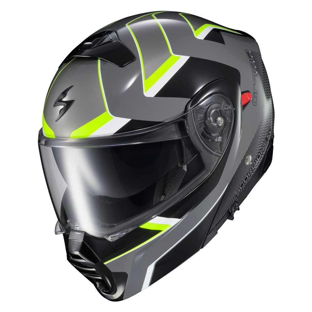 Scorpion-EXO-GT930-Transformer-Morph-Modular-Motorcycle-Helmet-grey-hiviz-front-side