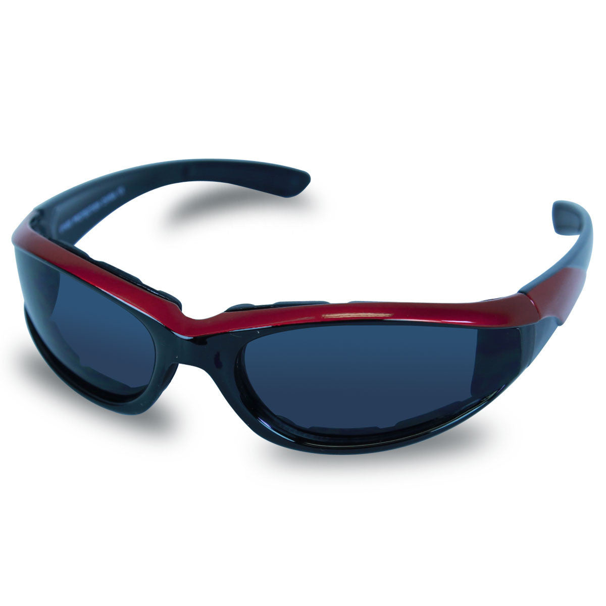 Mens SG101 Dark Smoke Biker Motorcycle Sunglasses - Red