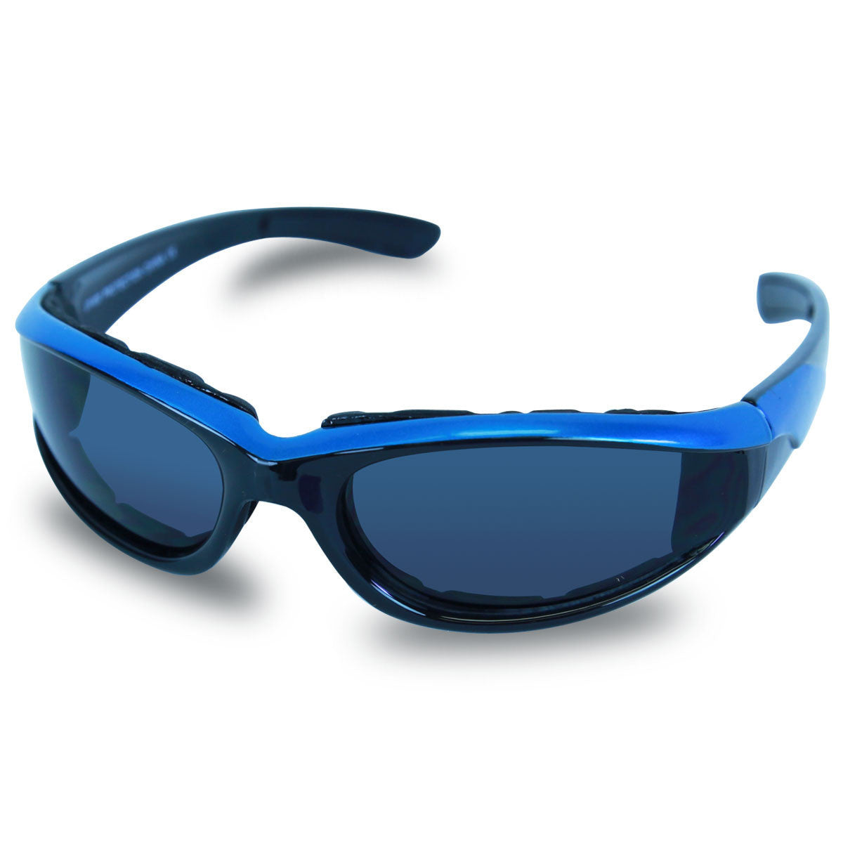 Mens SG101 Dark Smoke Biker Motorcycle Sunglasses - Blue